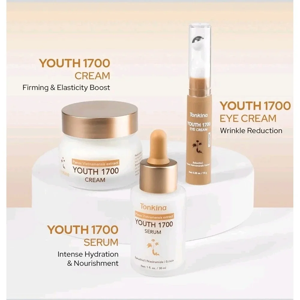 Tonkina 1700 Essential‎ Trio Set Anti Aging Eye Cream Serum Moisturizer Gift Set